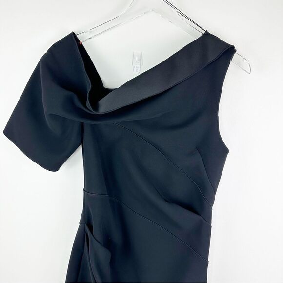 NWT Acler Juniper One-shoulder Crepe Mini Formal Cocktail Dress Black Womens 4 - Picture 14 of 15